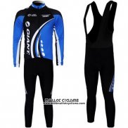 2011 Maillot Ciclismo Giant Noir et Bleu Manches Longues et Cuissard